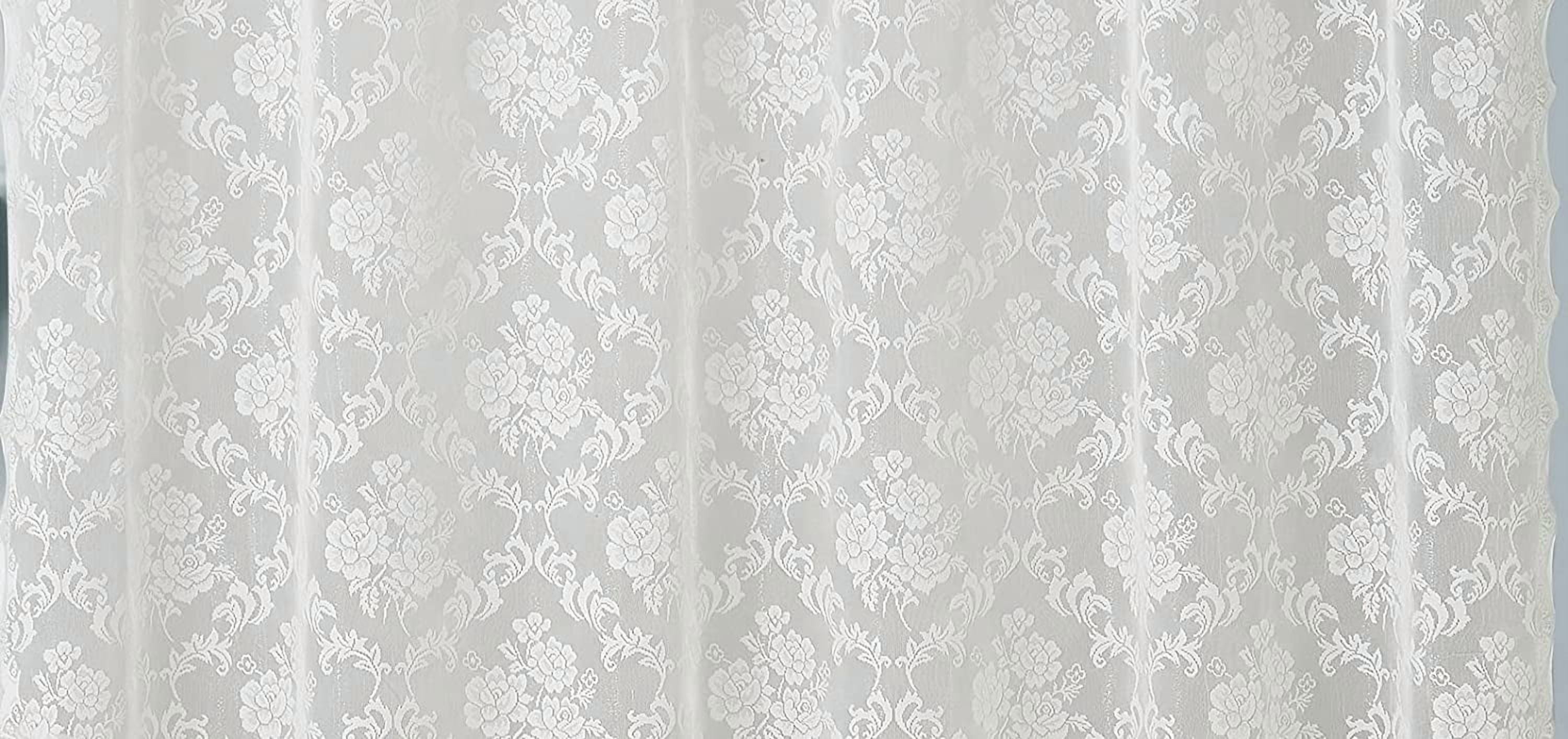 WARM HOME DESIGNS Luxury Lace Shower Curtain with Attached Valance and Elegant Tassels. MSH Ivory 72