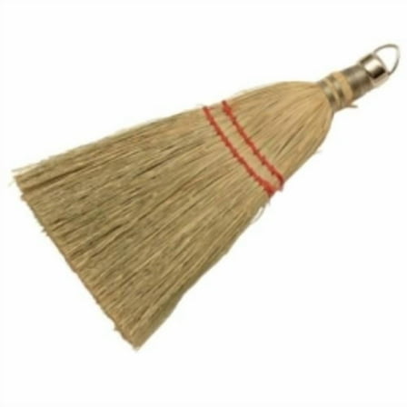 Corn Whisk Broom, 10", with Metal Top and Hang Hook