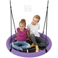 thumbnail image 1 of Qaba Saucer Swing Seat for Kids with Height Adjustable Hanging Ropes Purple, 1 of 10