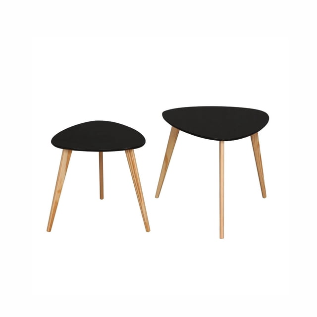 Juego De Mesas Auxiliares Minimalista 2 Pzas Negras ELLEGANCE HOUSEWARE TT34082