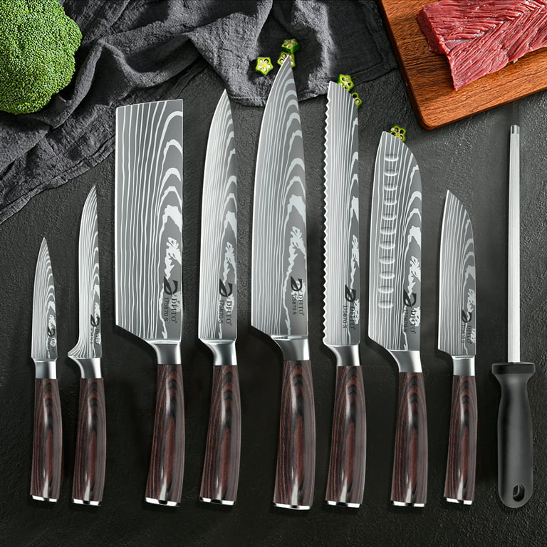 Knife Set, 15 Pieces Kitchen Knife Set, Professional Kitchen Chef’s Knives Block Set with Ultra Sharp High Carbon Stainless Steel Blades and