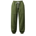 thumbnail image 3 of HomeDM Joggers for Women with Pockets Drawstring Loose Fit Sweatpants Army Green Lounge Pants for Workout Running Size 3XL, 3 of 5