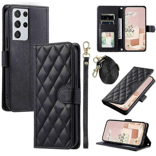 Case For Samsung Galaxy S21 Ultra 5g Wallet Cover Crossbody Lanyard Shoulder Neck Strap Compatible With Samsung Galaxy S21 Ultra 5g