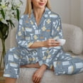 thumbnail image 6 of Lsque Blue Bathroom Pattern Long Sleeve Pajama Set for Women - Soft 2-Piece Sleepwear and Loungewear Set with Pockets, Comfy Nightwear-X-Large, 6 of 7