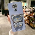 thumbnail image 2 of Funda De Teléfono Motorola Moto G9 G9 Play G9 Plus + G9 Power Oso De Dibujos Animados Fluido Titular De La Estrella Electrochapado TPU Silicona Suave Caso De Protección Cámara, 2 of 3