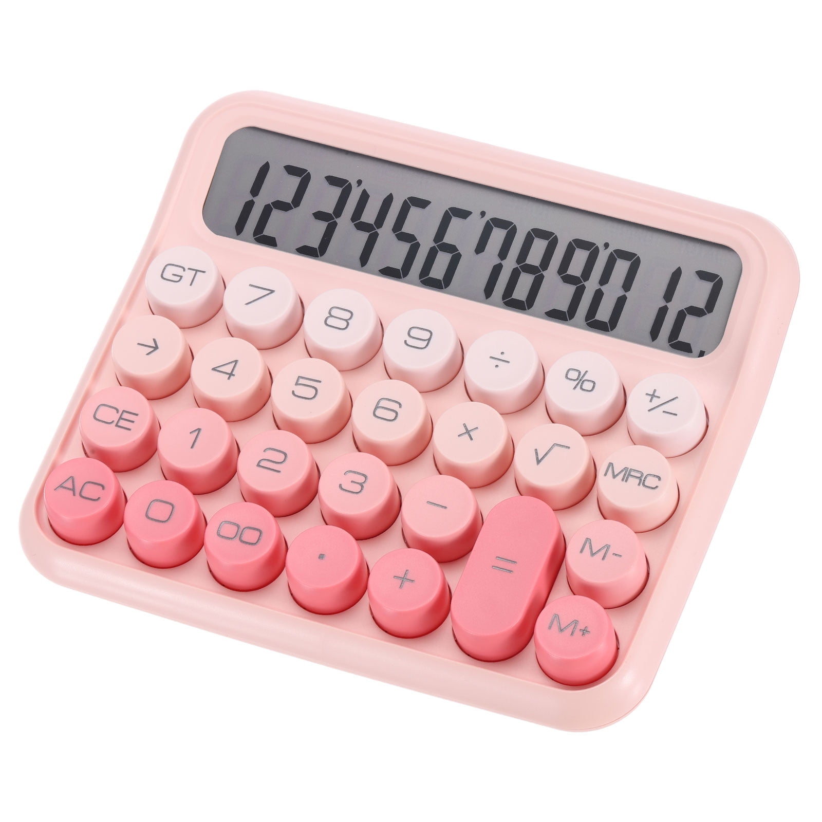 Uxcell Battery Power 12 Digit Cute Calculator Mechanical Switch Calculator, Pink