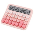 thumbnail image 1 of Calculadora mecánica de 12 dígitos de batería Uxcell, con interruptor, color rosa, 1 of 5