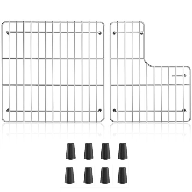 Dpzm Protector De Fregadero Con Rejilla Inferior De Acero Inoxidable K-6449-St De 26,18'' X 14,76'' Para Rejillas De Fregadero Kohler Whitehaven 5827 Y K-5826 Incluye Rejillas Izquierda Y Derecha