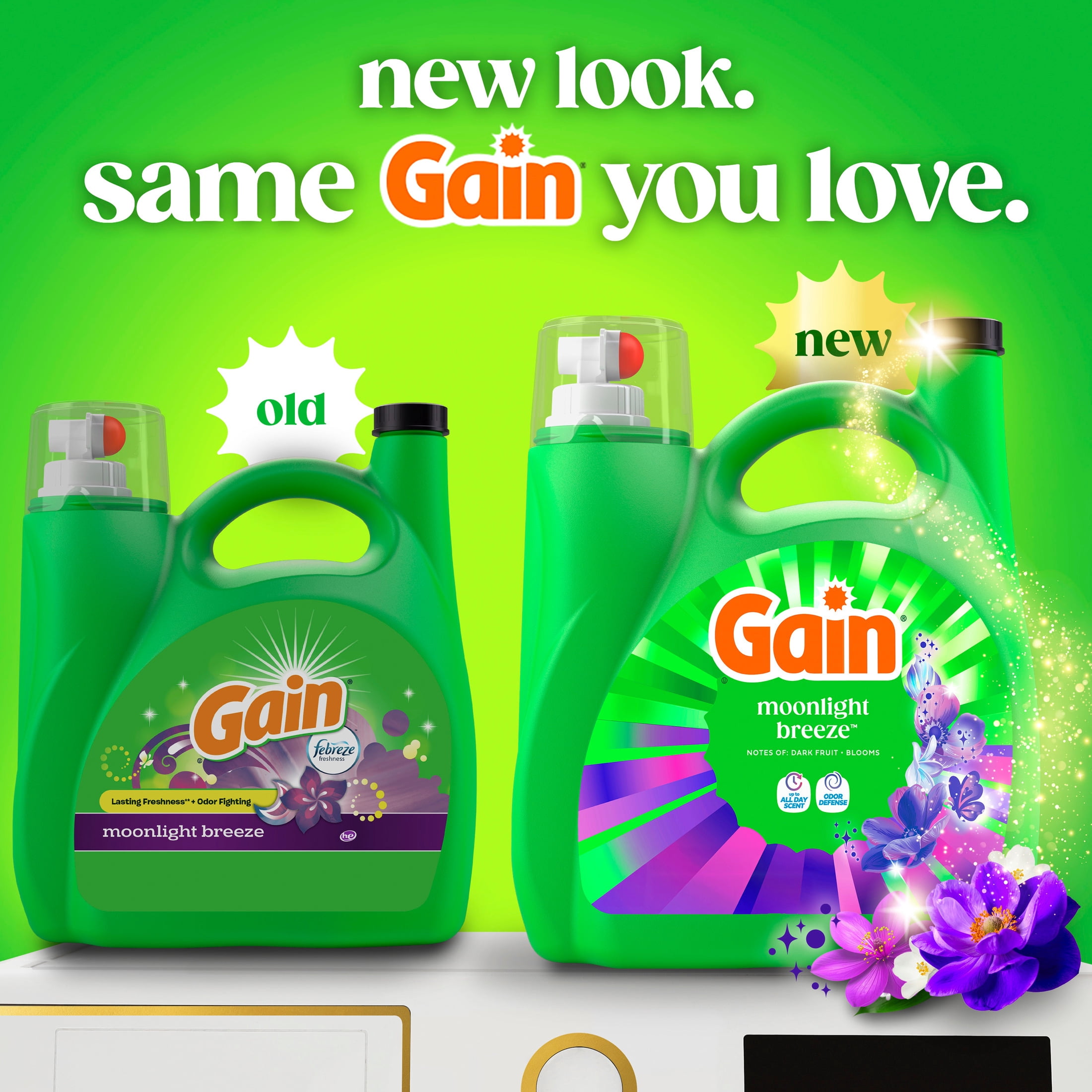 Gain Laundry Detergent Liquid, Now with Odor Defense, Moonlight Breeze Scent, 177 fl oz, 134 Loads