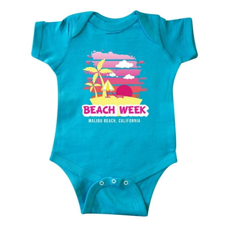 

Inktastic Beach Week Malibu Beach California with Palm Trees Gift Baby Girl Bodysuit