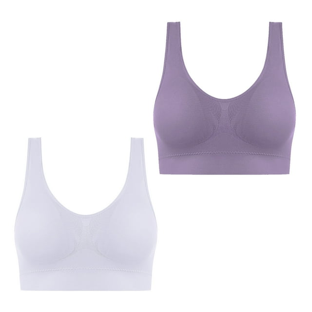 Everyday Bra Women Pullover Bra Feature V-Neck Training Bra Style W-1778 Purple L