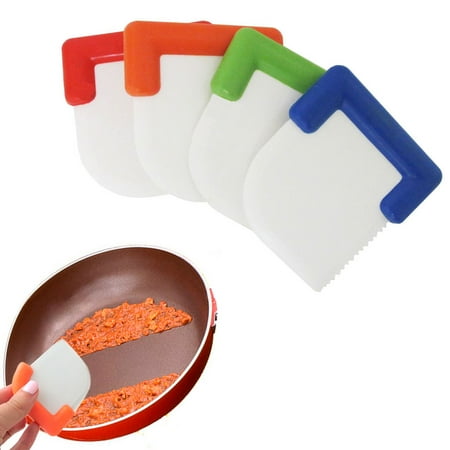 4 Piece Gasket Scraper - 2 Scratch Free Reusable Nylon Pot Pan Scraper Clean Food Fry Plate Bowl Ceramic