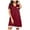 Red, variant on Womens Clothes 2026 ! asdoklhq Womens Plus Size Dresses,Women Short Sleeve Solid V-Neck Lace Pocket Top Sleep Dress Nightdress