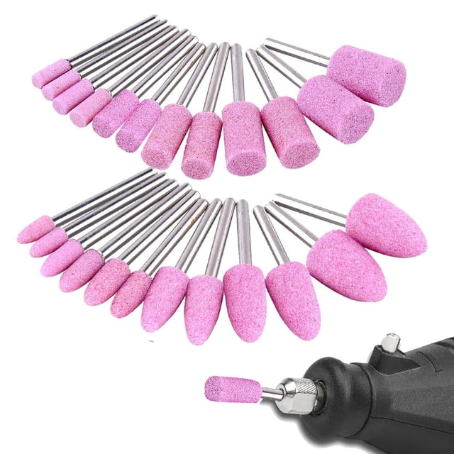 Luo ke 24 Pcs Rotary Grinding Stone Bits, Abrasive Mounted Stone Sharpening Bit Set with 1/8 Inch Shank Fits for Rotary Tool