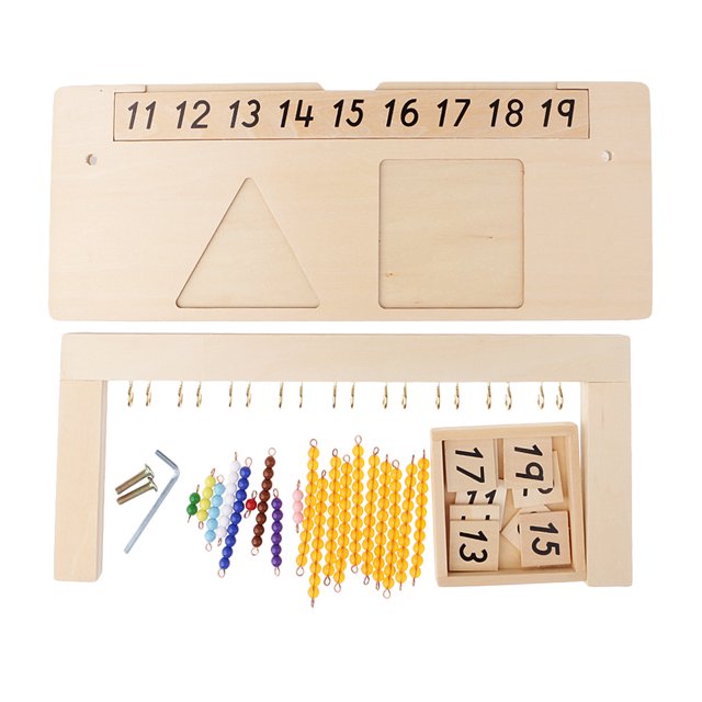 Juguetes Matemáticos Zulema Montessori Juguete de Madera Tarjetas de Números 11-19 Y Juego de 1 a 10