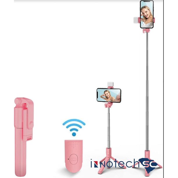InnotechSC Trípode para Selfies con Luz, Palo para Selfies de 45'' con Control Remoto Inalámbrico, Trípode Portátil para Teléfono Compatible con iPhone 15 Pro Max/15/14/13, Samsung Android