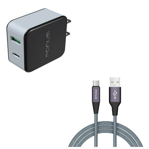 Type-C 6ft USB Cable w 36W Quick Home Charger Z2D for Acer Liquid Jade Primo - Alcatel PulseMix, 7, Idol 5S 5 4S - ASUS Zenfone V Live, ROG Phone, AR 6 5z 4 Pro - Blackberry Motion, Key2