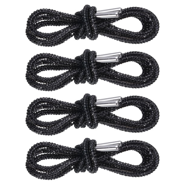 Uxcell 4 piezas de cordones de strass de 39" de longitud, cordones de cristal brillantes para pantalones deportivos, pantalones cortos y zapatillas, negro