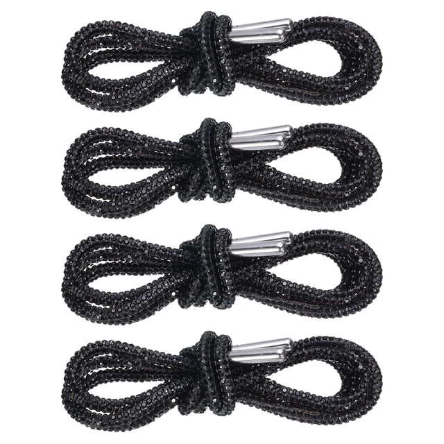 Uxcell 4 piezas de cordones de strass de 39" de longitud, cordones de cristal brillantes para pantalones deportivos, pantalones cortos y zapatillas, negro