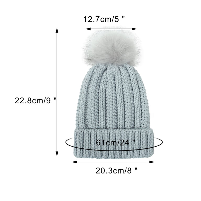 Winter Gray Baseball Cap Womens Knitted Beanie Hat With Pom  display picture 3