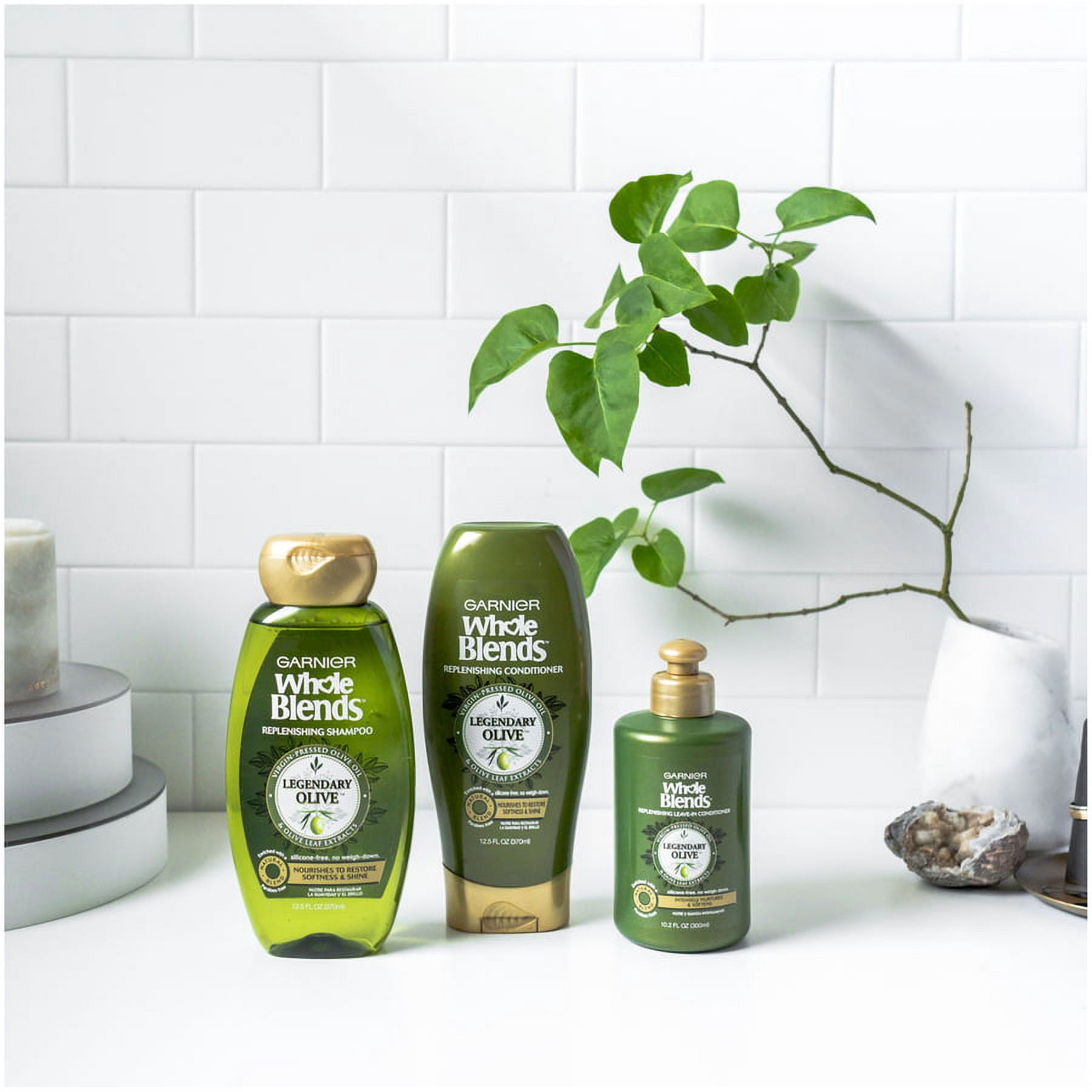 Garnier Whole Blends Replenishing Shampoo with Virgin-Pressed Olive Oil & Olive Leaf Extracts
