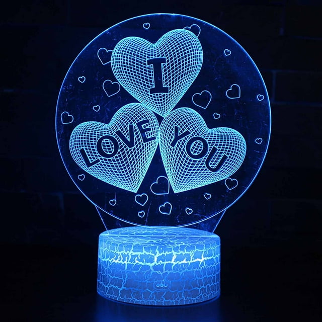EGNMCR Veilleuses Cadeau de la Saint-Valentin Veilleuse LED Dégradé Coloré Télécommande Veilleuse Veilleuse