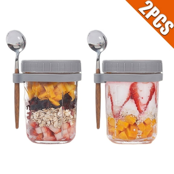 Overnight Oats Overnight Oats Container with Spoon and Lid for Cereal Milk Vegetable and Fruit Salad 2Pcs
