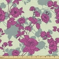 thumbnail image 1 of Floral Upholstery Fabric by the Yard, Spring Blossoming Art Garden of Rose Flowers on Silhouettes Backdrop, Decorative Fabric for DIY and Home Accents, Pale Green and Magenta by Ambesonne, 1 of 5