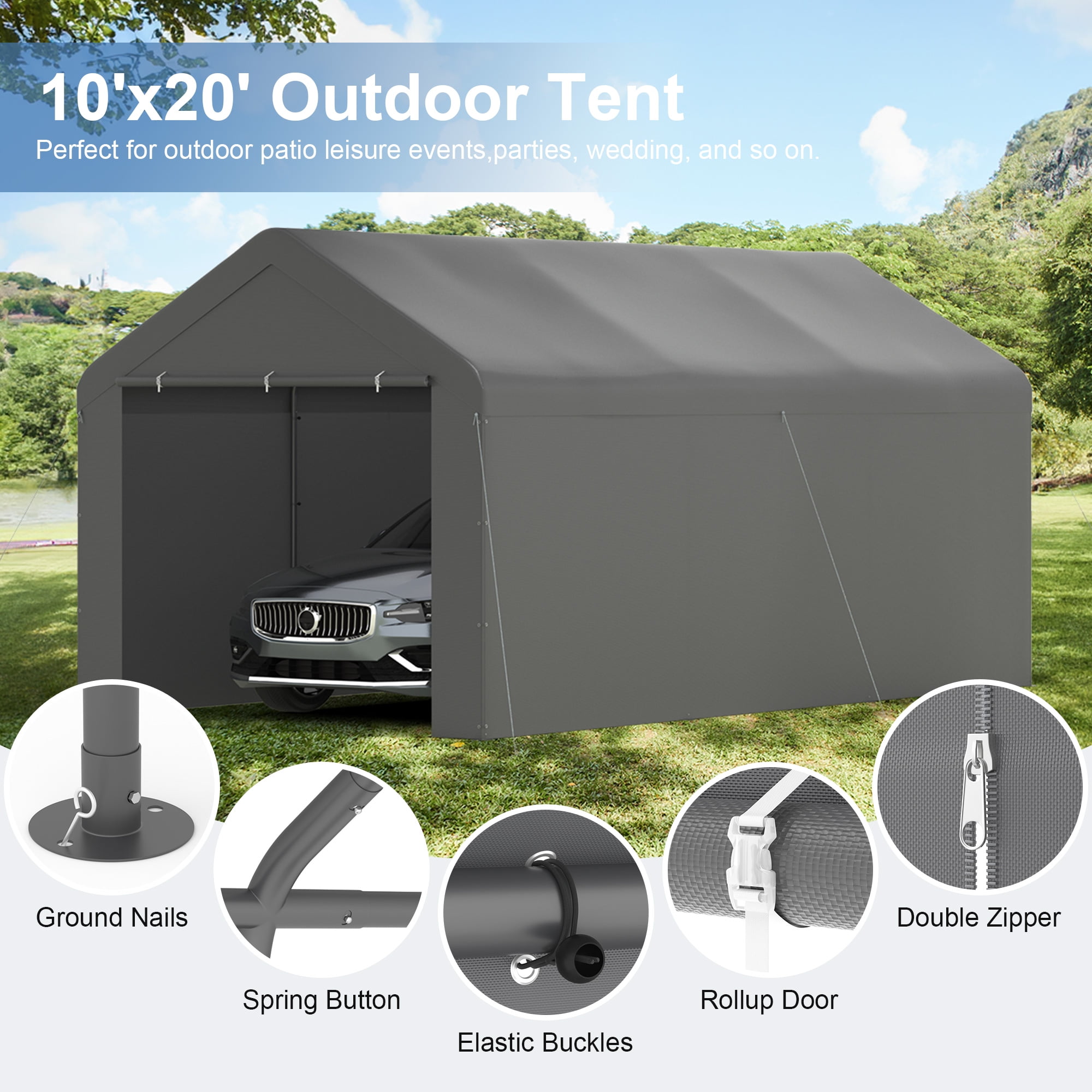 GOJOOASIS 10x20FT Heavy Duty Carport Canopy, UV-Resistant GOJOOASIS 10x20FT Heavy Duty Carport Canopy, UV-Resistant