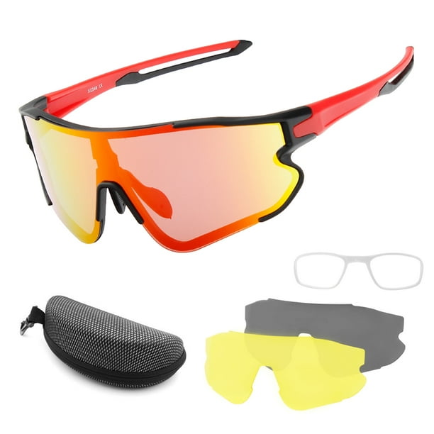 Amdohai Cycling Glasses With 2 Interchangeable Lenses Uv400 Sports Sunglasses Mtb Road Bike Glasses For Men Women Running Driving Fishing Baseball Gol