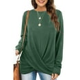 thumbnail image 6 of Timegard Tops for Women Crewneck Long Sleeve Front Knot Comfy Shirts Fall Casual Loose Tops Basic Tee, 6 of 8