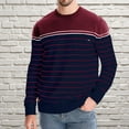 thumbnail image 2 of successthop Striped Sweaters for Men Long Sleeve Chunky Crewneck Pullover Tops Ribbed Cuff Color Block Clothes, 2 of 5