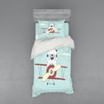 thumbnail image 1 of Ambesonne Cartoon Bedding Set 3 Pcs, Pilot Bear in Plane, Twin XL, Pale Blue Cream Ruby, 1 of 3