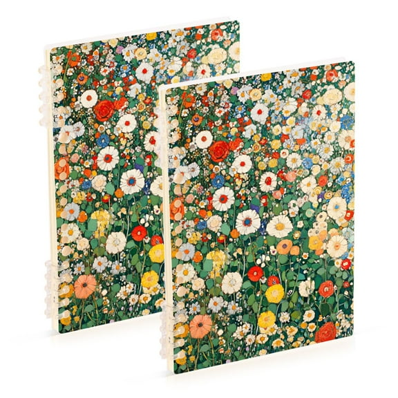 FORMRS 1-Subject Spiral Notebook 8" x 5" College Ruled 60 Refillable Sheet, 2 Pack, Beige Floral Garden