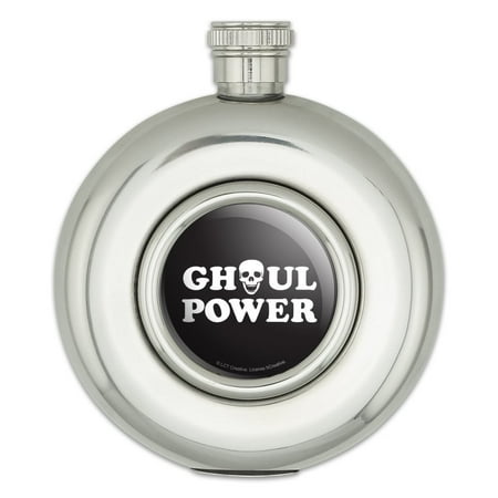 

Ghoul Power Skull Girl Funny Humor Round Stainless Steel 5oz Hip Drink Flask