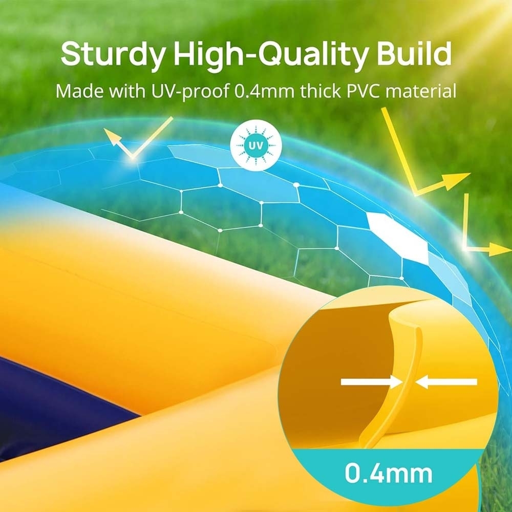 Evajoy Inflatable Kiddie Pool 90x55x35 Inch Basketball Hoop Durable PVC Backyard