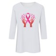 thumbnail image 4 of Alkepwun Breast Cancer Shirt for Women Love Heart Pink Ribbon Shirt Cancer Awareness T-Shirts Support Survival 3/4 Sleeve Tops, 4 of 4