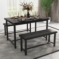 thumbnail image 5 of CazToi 44" Dining Table Set for 4 with 2 Upholstered Benches Metal Frame & Wood Top Kitchen & Dining Set, 5 of 11