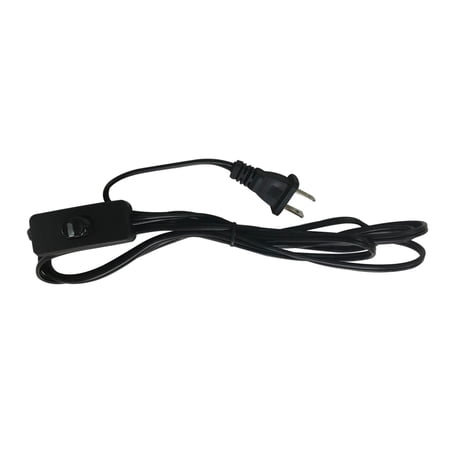 Royal Designs, Inc. Lamp Cord Molded Plug with On/Off Switch, Stripped Ends Ready for Wiring, 8 ft long, Black, SPT-1 UL Listed