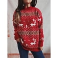 thumbnail image 3 of KelaJuan Women Cute Sweaters Casual Snowflake Elk Print Loose Warm Long Sleeve Basic Knitwear and Scarf Set for Fall Streetwear, 3 of 6