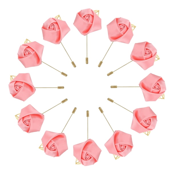 12 Pcs Ramilletes de Rosa con Alfileres para Hombres Ceremonia de Boda Aniversario Cena Formal Fiesta Rosa Oscuro