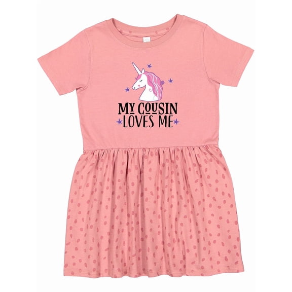Inktastic My Cousin Loves Me Unicorn Girls Toddler Dress