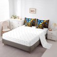 thumbnail image 3 of Gold Musical Notes Queen Bed In A Bag 7 Piece Music Theme Comforter Set With Sheets Blue Butterfly Bedding Set For Kids Girls Adults Abstract Stripes Bed Set With Comforter, 3 of 5