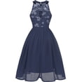 thumbnail image 4 of Vestido de fiesta con falda de columpio grande y cuello halter de gasa de encaje para mujer, vestido de fiesta de cóctel, vestido Vintage Wmkox8yi FGJ173, 4 of 5