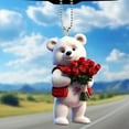 thumbnail image 1 of Adornos para el día de San Valentín, regalos para el día de San Valentín, lindo oso sosteniendo una rosa, colgante decorativo acrílico para el hogar., 1 of 9