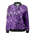 thumbnail image 4 of Women's Bomber Jacket Causal Floral Zip Up Long Sleeve Coat with Pockets 2025 Lightweight Loose Fall Fashion Outerwear Cardigan, 4 of 5