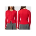 thumbnail image 2 of Gupgi Women Knit Cardigan Autumn Sweater Solid Color Long Sleeve Round Neck Button Up Ribbed Knitwear, 2 of 7