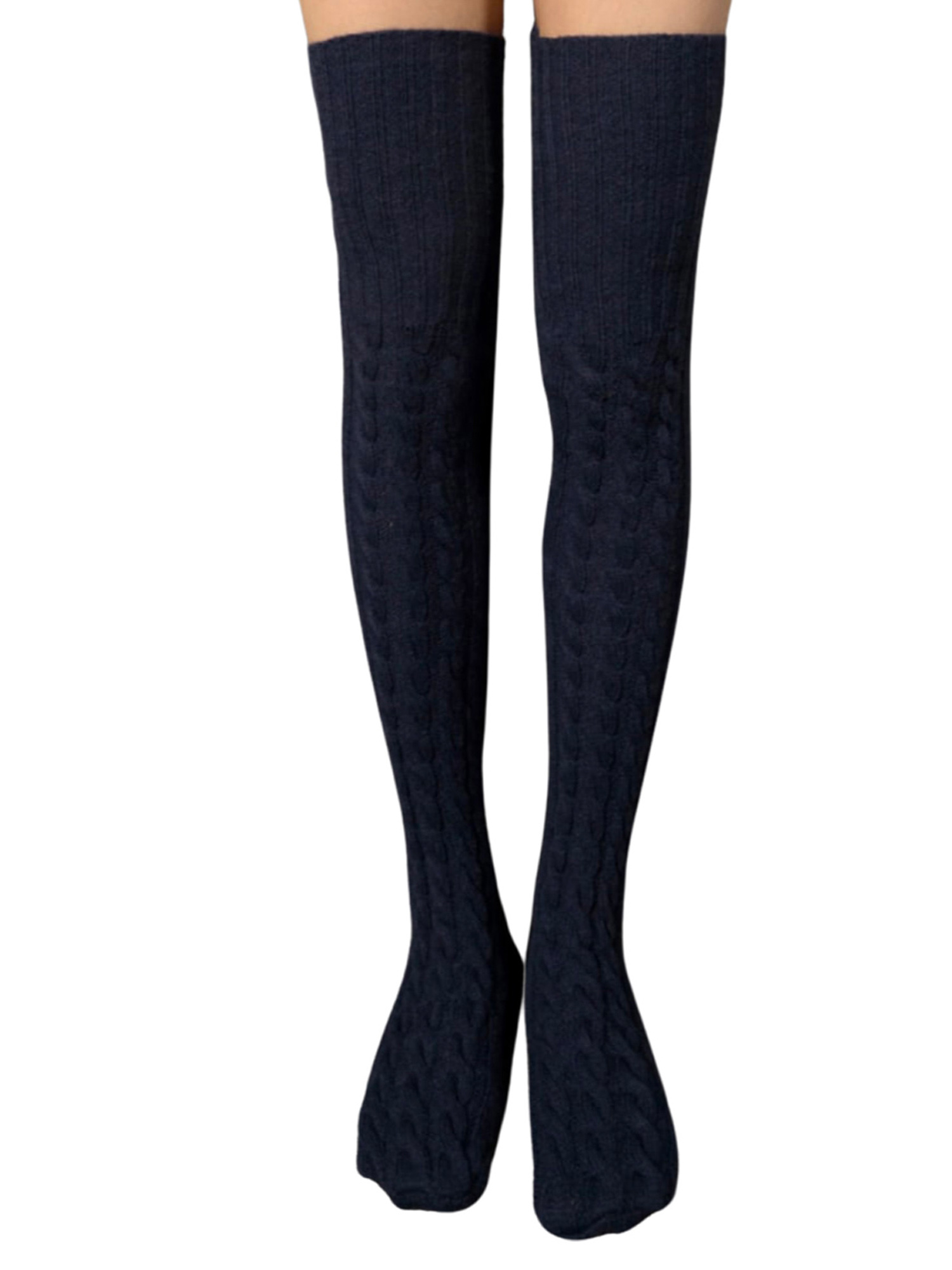 Livingsenburg Women Knit Thigh High Socks Extra Long Over Knee High