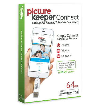 Picture Keeper Connect 64GB Portable Flash Drive iPhone Android Photo Backup USB (Best Password Keeper For Android)
