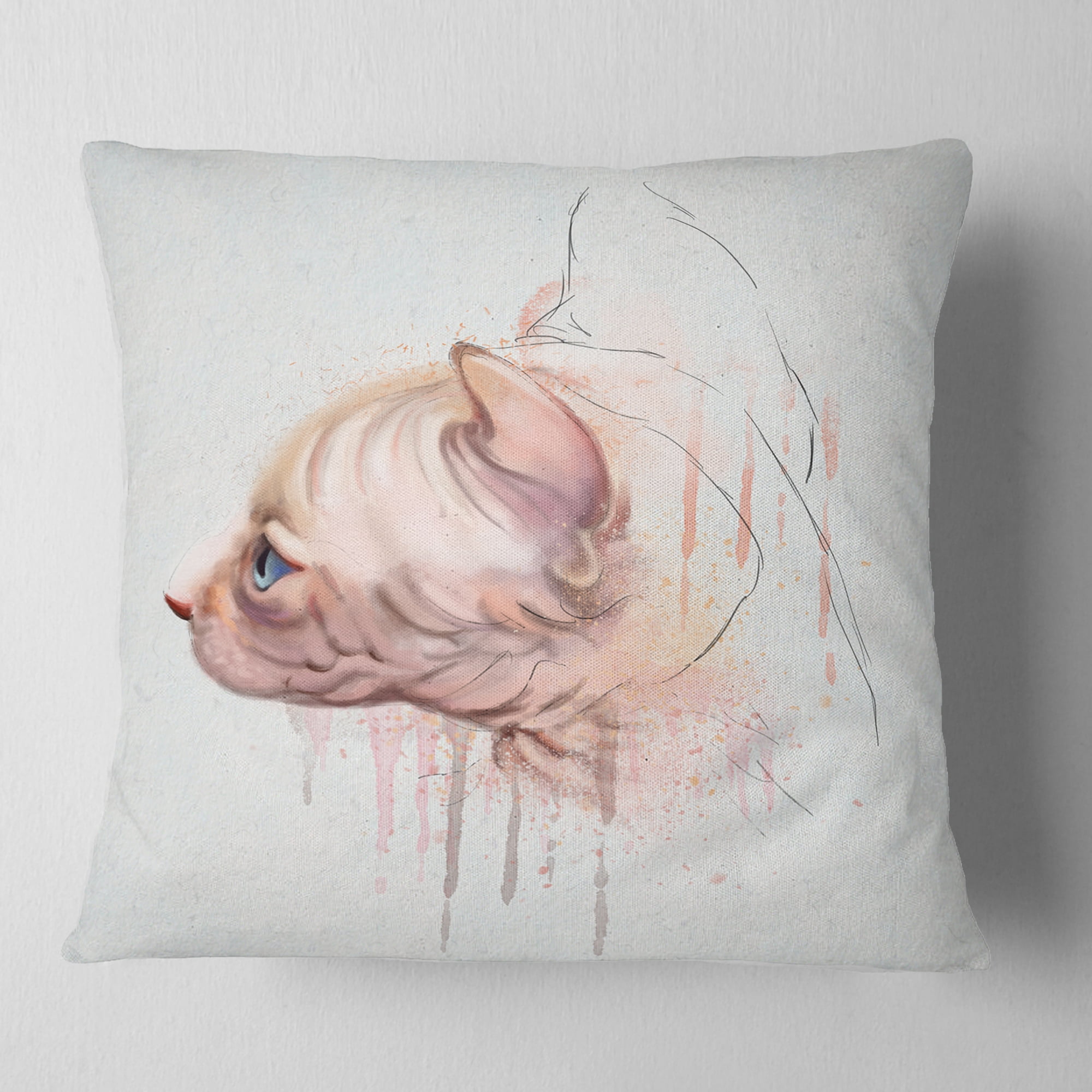 Designart Cute Sphinx Watercolor Illustration - Animal Throw Pillow - 18x18